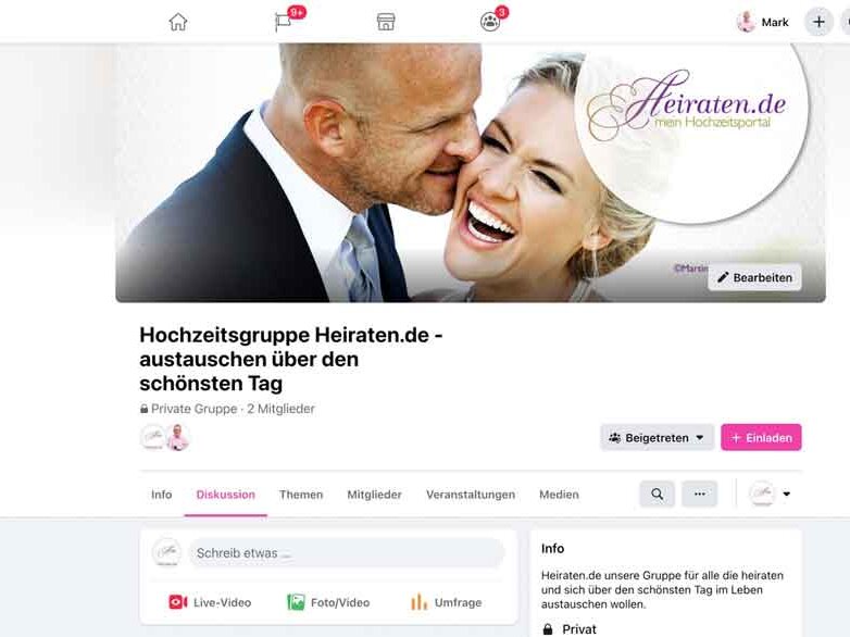 Jetzt Mitglied werden  bei unserer Facebook Gruppe Hochzeitsgruppe Heiraten.de . Hier tauscht Ihr Euch aus für den schönsten Tag im Leben.